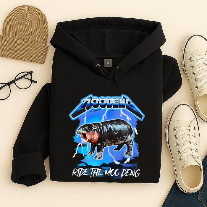 Moo Deng Hippo Ride The Moo Deng Hoodie