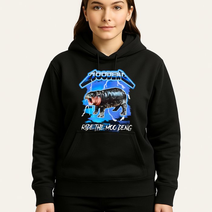 Moo Deng Hippo Ride The Moo Deng Hoodie
