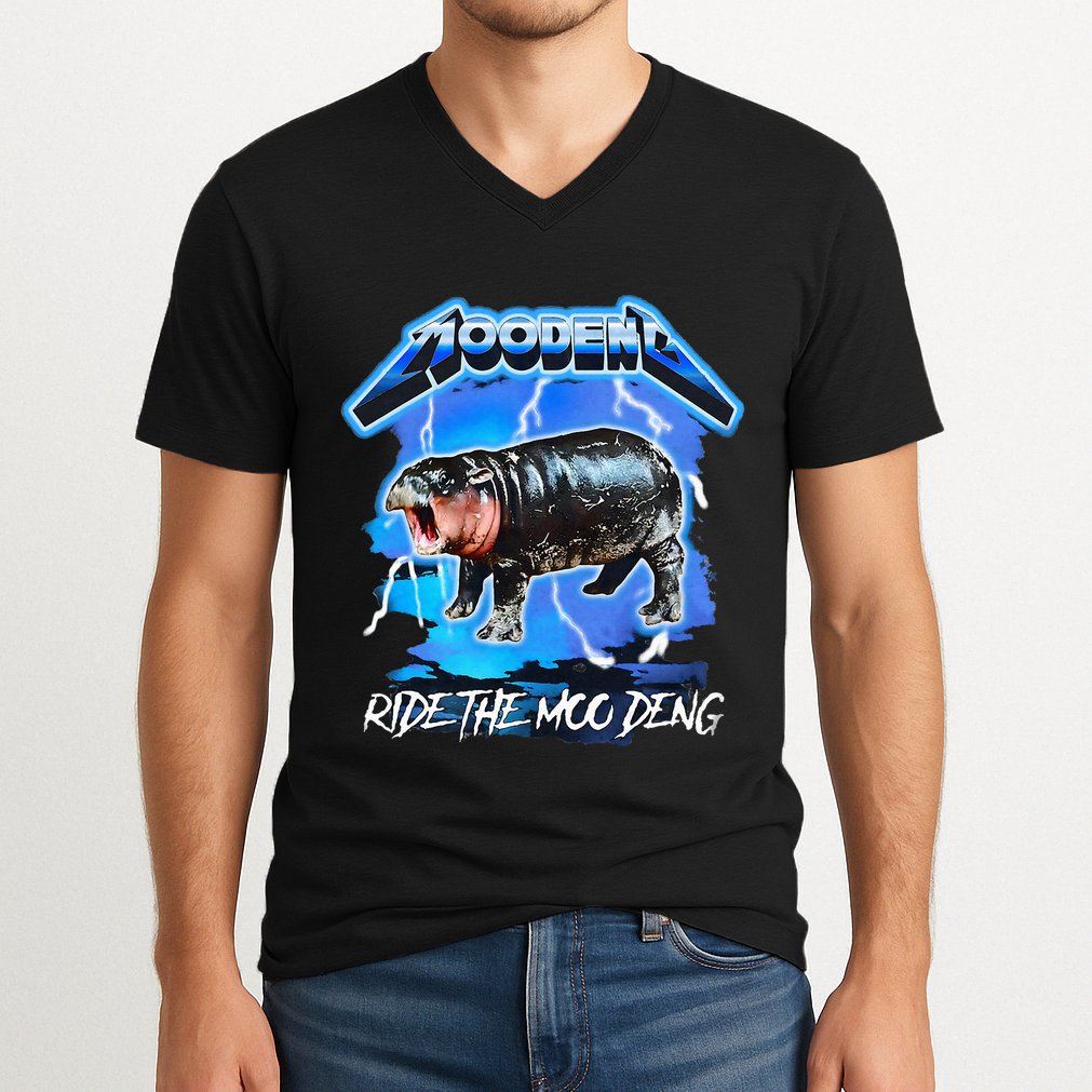 Moo Deng Hippo Ride The Moo Deng V-Neck T-Shirt