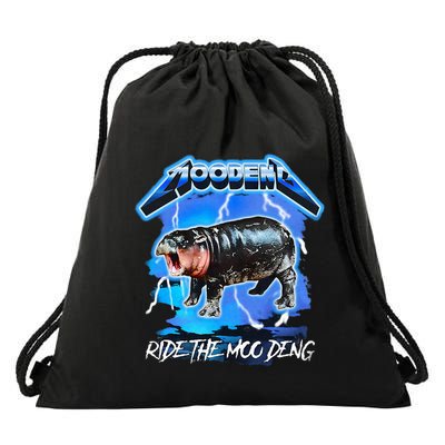 Moo Deng Hippo Ride The Moo Deng Drawstring Bag