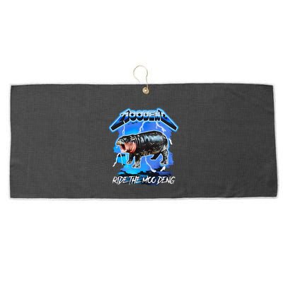 Moo Deng Hippo Ride The Moo Deng Large Microfiber Waffle Golf Towel