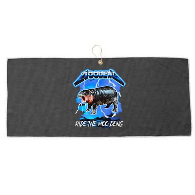 Moo Deng Hippo Ride The Moo Deng Large Microfiber Waffle Golf Towel