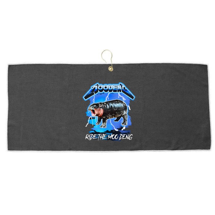 Moo Deng Hippo Ride The Moo Deng Large Microfiber Waffle Golf Towel