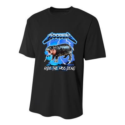 Moo Deng Hippo Ride The Moo Deng Youth Performance Sprint T-Shirt
