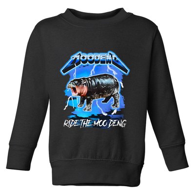 Moo Deng Hippo Ride The Moo Deng Toddler Sweatshirt