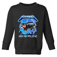 Moo Deng Hippo Ride The Moo Deng Toddler Sweatshirt