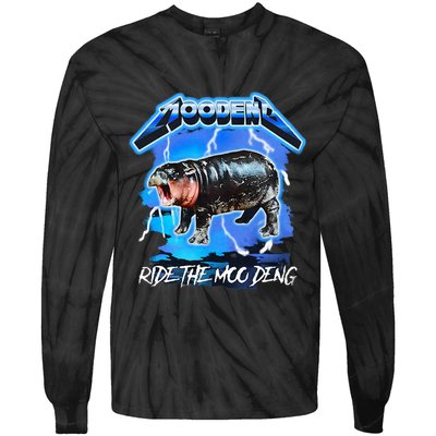 Moo Deng Hippo Ride The Moo Deng Tie-Dye Long Sleeve Shirt