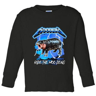 Moo Deng Hippo Ride The Moo Deng Toddler Long Sleeve Shirt