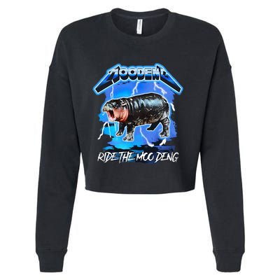 Moo Deng Hippo Ride The Moo Deng Cropped Pullover Crew