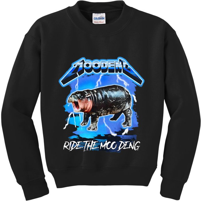 Moo Deng Hippo Ride The Moo Deng Kids Sweatshirt