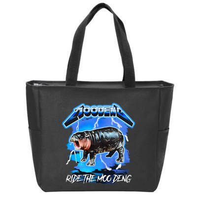 Moo Deng Hippo Ride The Moo Deng Zip Tote Bag