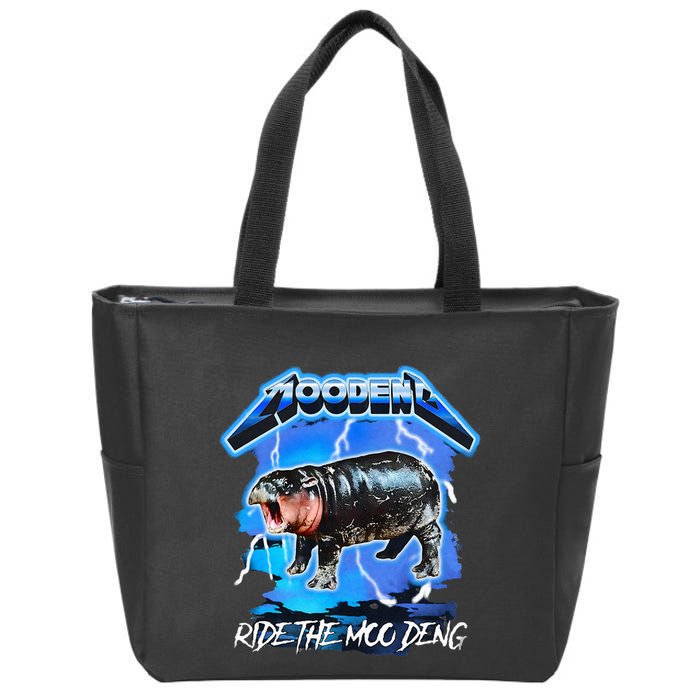 Moo Deng Hippo Ride The Moo Deng Zip Tote Bag