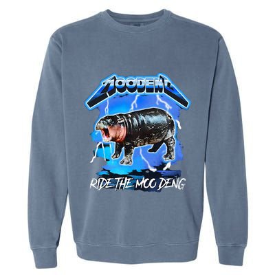 Moo Deng Hippo Ride The Moo Deng Garment-Dyed Sweatshirt