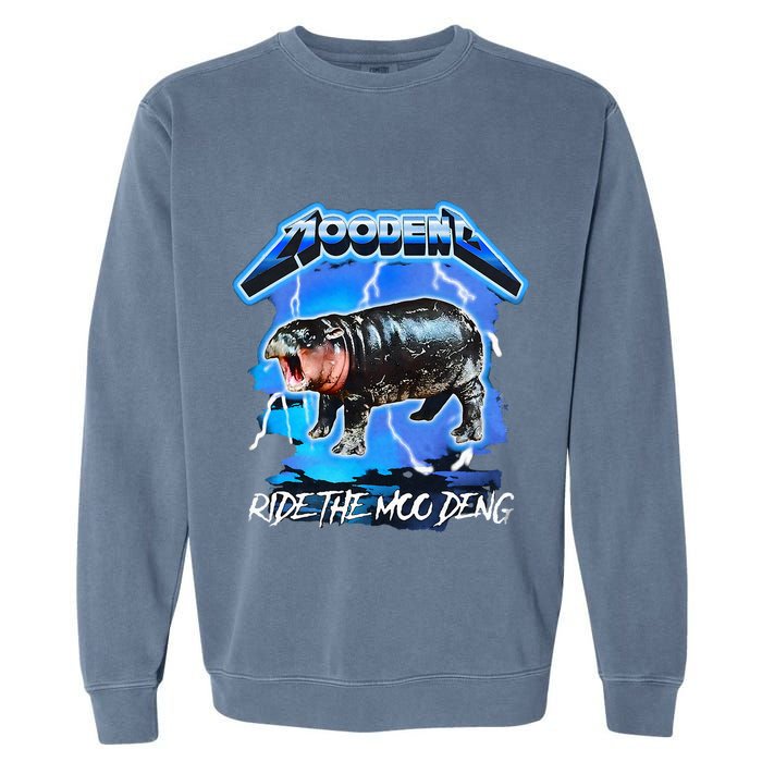 Moo Deng Hippo Ride The Moo Deng Garment-Dyed Sweatshirt