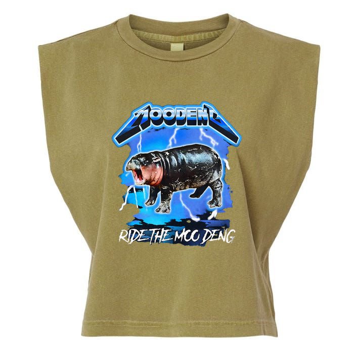 Moo Deng Hippo Ride The Moo Deng Garment-Dyed Women's Muscle Tee