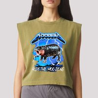 Moo Deng Hippo Ride The Moo Deng Garment-Dyed Women's Muscle Tee