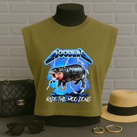 Moo Deng Hippo Ride The Moo Deng Garment-Dyed Women's Muscle Tee