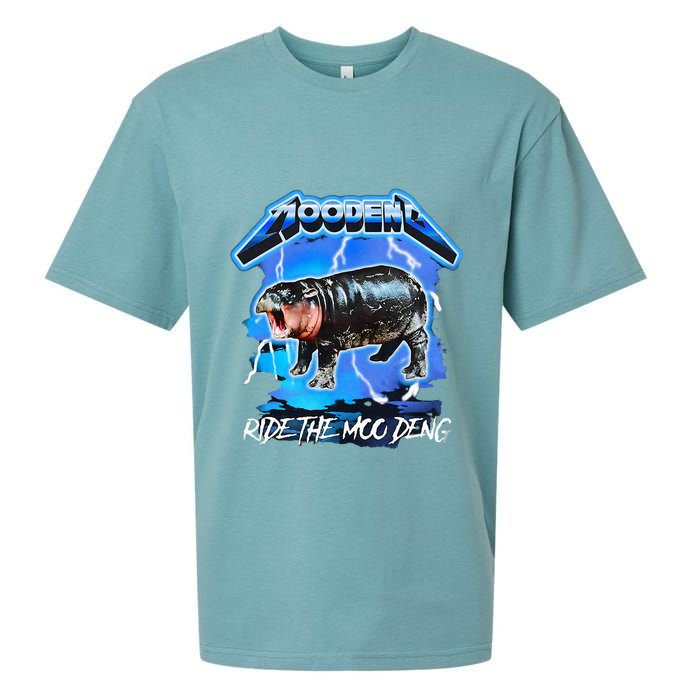 Moo Deng Hippo Ride The Moo Deng Sueded Cloud Jersey T-Shirt