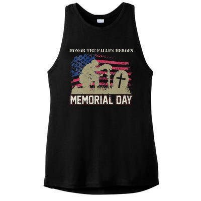 Memorial Day Honor The Fallen Heroes US Veteran Ladies PosiCharge Tri-Blend Wicking Tank