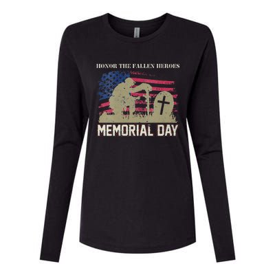 Memorial Day Honor The Fallen Heroes US Veteran Womens Cotton Relaxed Long Sleeve T-Shirt