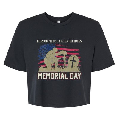 Memorial Day Honor The Fallen Heroes US Veteran Bella+Canvas Jersey Crop Tee