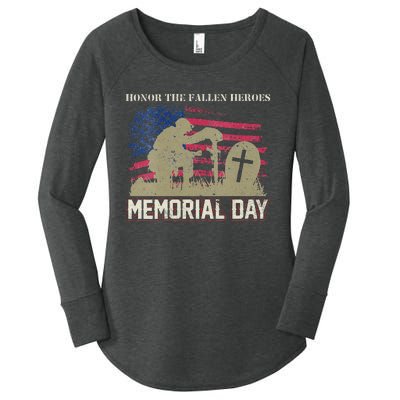 Memorial Day Honor The Fallen Heroes US Veteran Women's Perfect Tri Tunic Long Sleeve Shirt