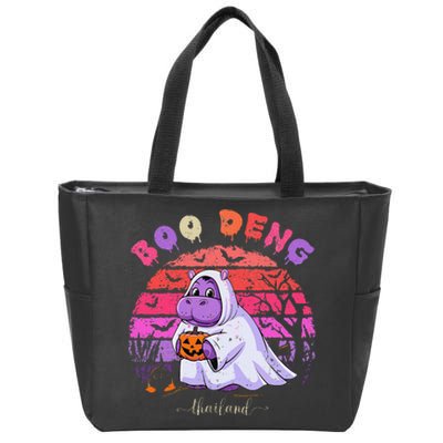 Moo Deng Hippo Baby Pygmy Hippopotamus Fun Halloween Zip Tote Bag