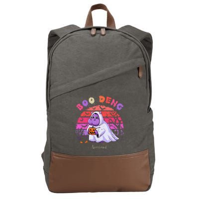 Moo Deng Hippo Baby Pygmy Hippopotamus Fun Halloween Cotton Canvas Backpack