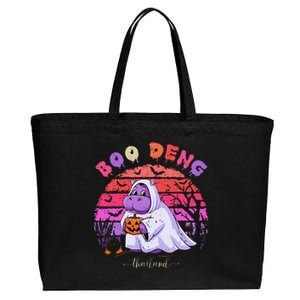 Moo Deng Hippo Baby Pygmy Hippopotamus Fun Halloween Cotton Canvas Jumbo Tote