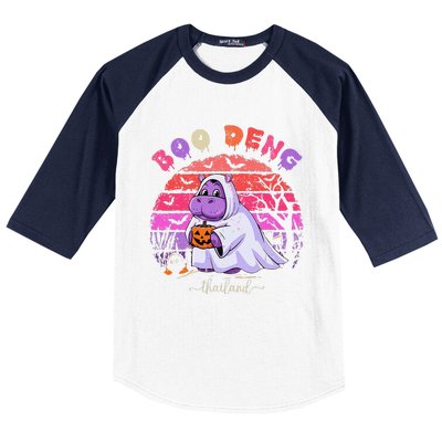 Moo Deng Hippo Baby Pygmy Hippopotamus Fun Halloween Baseball Sleeve Shirt