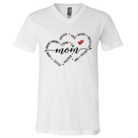 Mom Duel Heart Strong Kind Mom Gift For Happy Mother's Day V-Neck T-Shirt