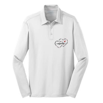 Mom Duel Heart Strong Kind Mom Gift For Happy Mother's Day Silk Touch Performance Long Sleeve Polo