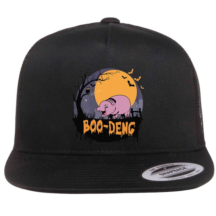 Moo Deng Halloween Boo Deng Halloween Flat Bill Trucker Hat