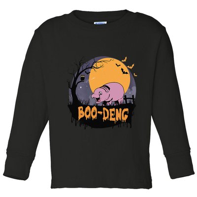 Moo Deng Halloween Boo Deng Halloween Toddler Long Sleeve Shirt