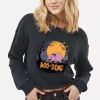 Moo Deng Halloween Boo Deng Halloween Cropped Pullover Crew