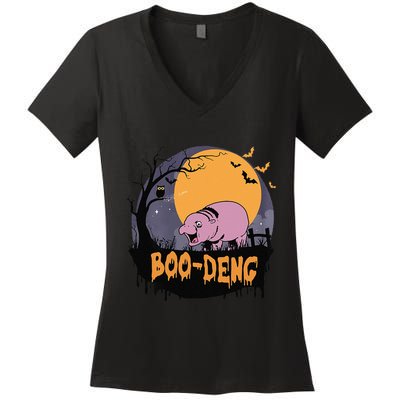 Moo Deng Halloween Boo Deng Halloween Women's V-Neck T-Shirt
