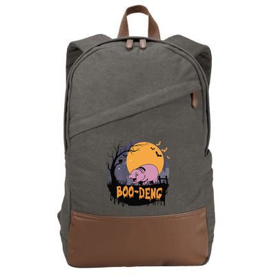 Moo Deng Halloween Boo Deng Halloween Cotton Canvas Backpack