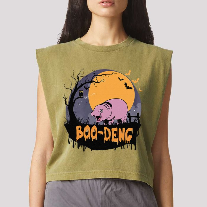 Moo Deng Halloween Boo Deng Halloween Garment-Dyed Women's Muscle Tee