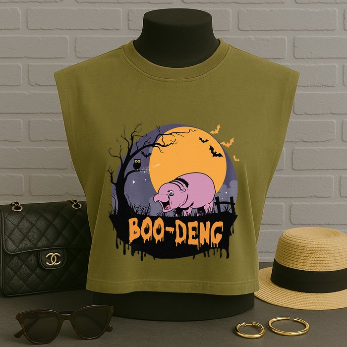 Moo Deng Halloween Boo Deng Halloween Garment-Dyed Women's Muscle Tee