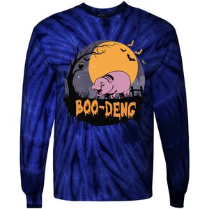 Moo Deng Halloween Boo Deng Halloween Tie-Dye Long Sleeve Shirt