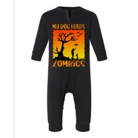 My Dog Hunts Zombies Halloween Infant Fleece One Piece