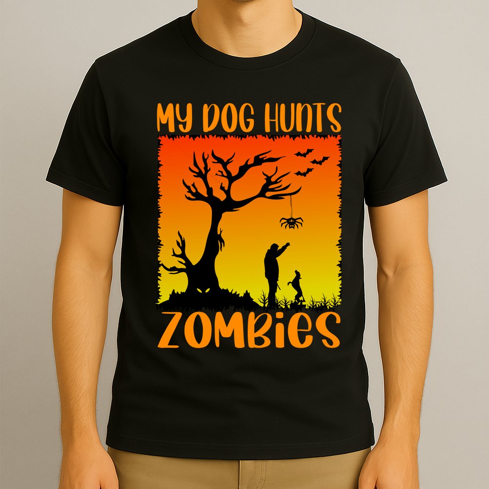 My Dog Hunts Zombies Halloween T-Shirt