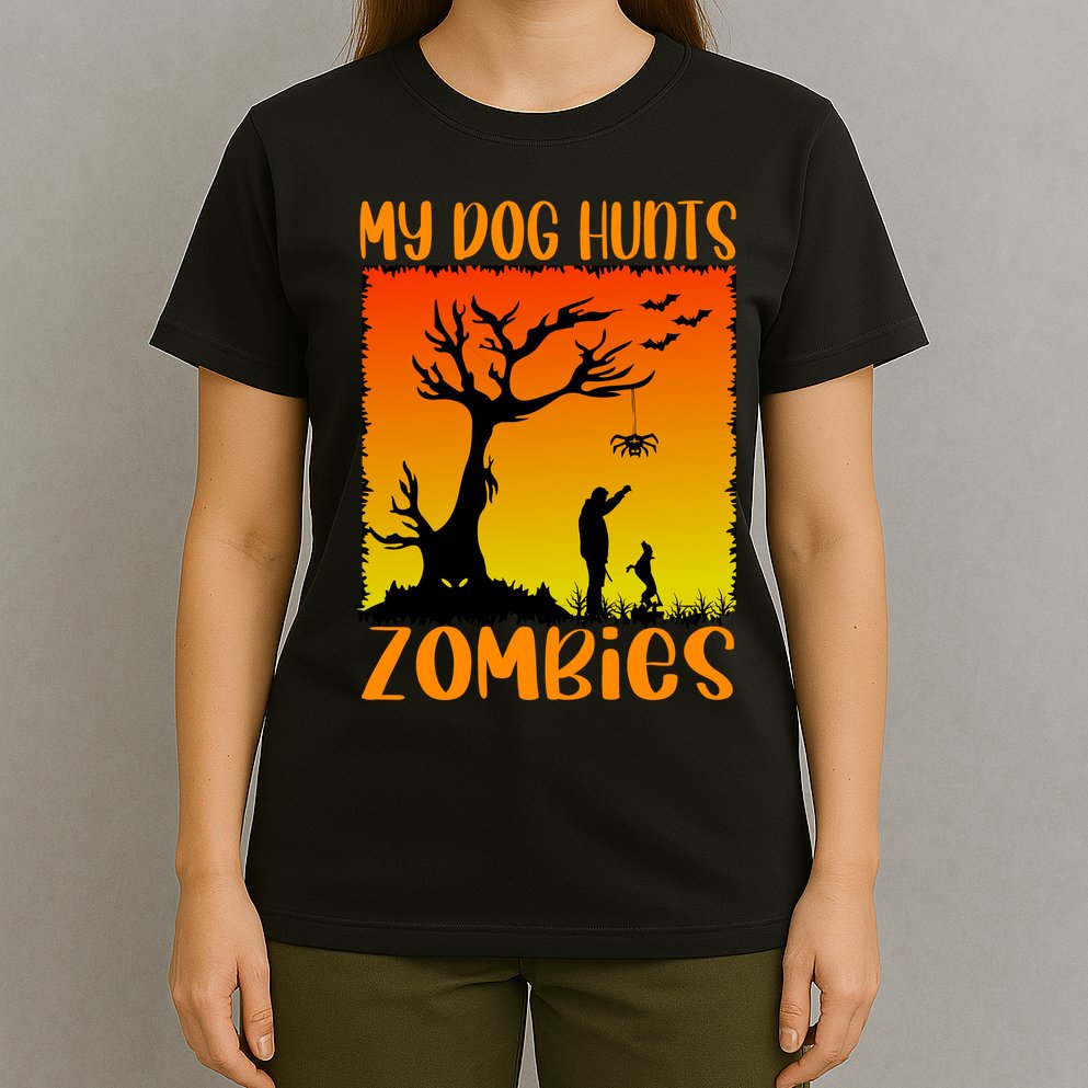My Dog Hunts Zombies Halloween T-Shirt