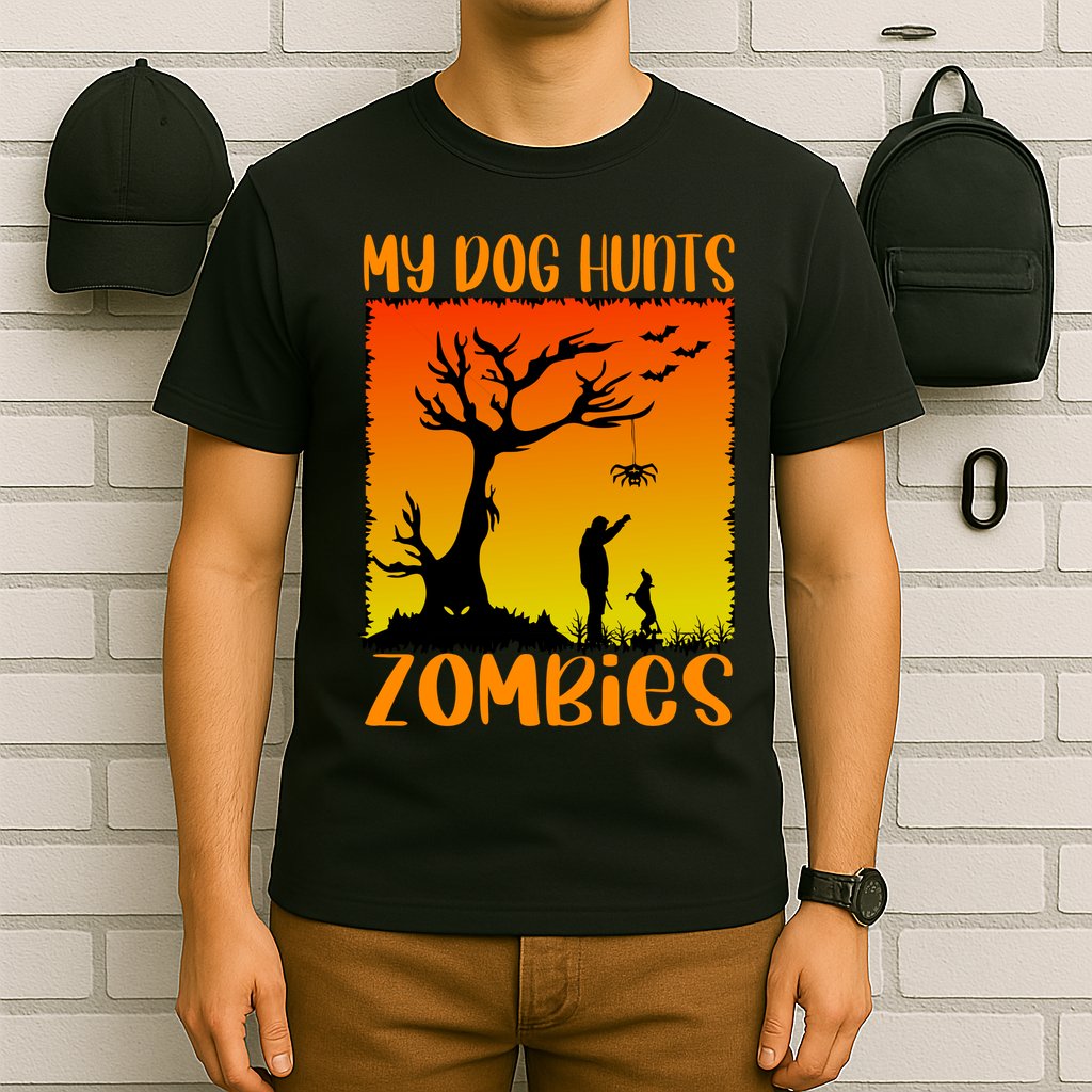 My Dog Hunts Zombies Halloween T-Shirt