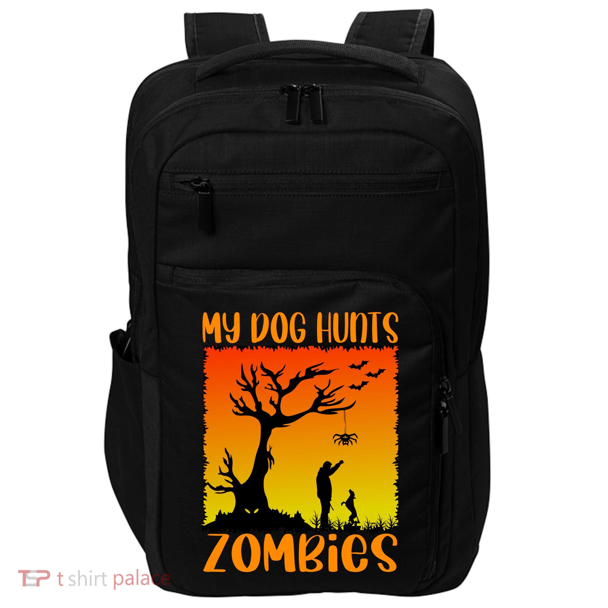 My Dog Hunts Zombies Halloween Impact Tech Backpack