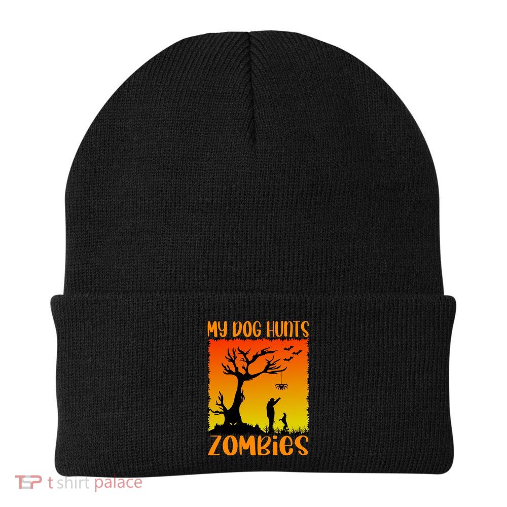 My Dog Hunts Zombies Halloween Beanie
