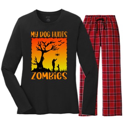 My Dog Hunts Zombies Halloween Women's Long Sleeve Flannel Pajama Set 