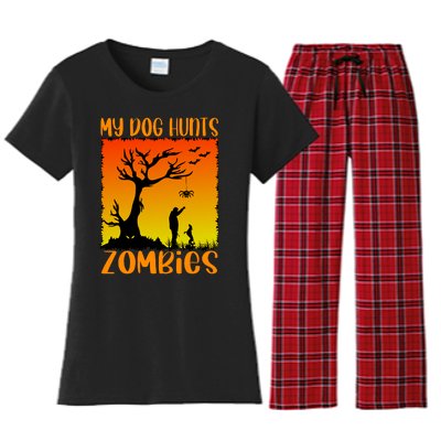 My Dog Hunts Zombies Halloween Women's Flannel Pajama Set