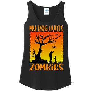 My Dog Hunts Zombies Halloween Ladies Essential Tank