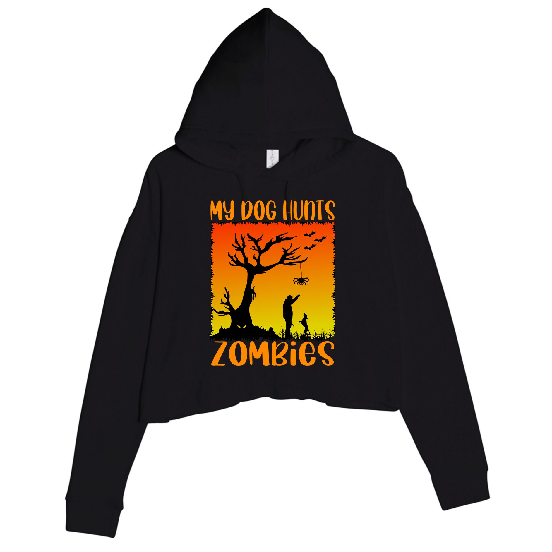 My Dog Hunts Zombies Halloween Crop Fleece Hoodie